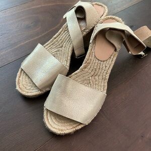 J. Crew Cream Espadrille Sandals with Ankle Strap
